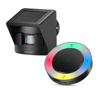 TECKNET Solar Wireless Driveway Alarm with 2600FT Long Range & 36 Melodies & 5 Volumes and Supports 4 Zones Weatherproof Motion Sensor Alarm to Protect Inside/Outside Property (1 Receiver 1 Sensor)