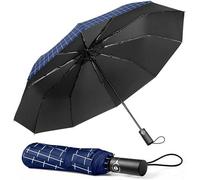 Tecknet Techrise Compact Auto Umbrella: Easy Open/close, Fiberglass Frame, 10 Ribs. Durable, Lightweight & Portable.