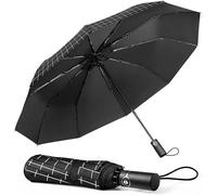 Tecknet Techrise Compact Windproof Auto Umbrella: Easy Open/close, Fiberglass Frame & 10 Ribs. Durable, Lightweight & Portable For Travel.