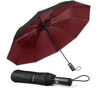 Tecknet Techrise Compact Windproof Auto Umbrella: Easy Open/close, Strong Fiberglass Frame, 10 Ribs. Durable & Portable For Travel.