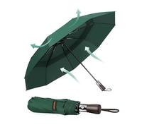 TECKNET Umbrella Windproof Strong Real Wood Handle Auto Open Close Vented Double Canopy - Portable Compact Folding Travel Umbrella, Strong Fiberglass Frame for Men and Women