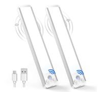 TECKNET Under Cabinet Kitchen Lights, 70 LED Super Bright, 3 Color Stepless Dimming Motion Sensor Lights Indoor, Rechargeable USB-C 1800mAh Cupboard Light, Stick on Lights for Cupboard&Kitchen-2 Pack