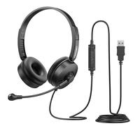 TECKNET USB Headset with Microphone Noise Cancelling, PC Headset 2.0 m Cable, In-line Volume & Mute Control, USB-A Plug & Play Wired Headsets with Microphone for PC/Laptop Home Office Teams Zoom