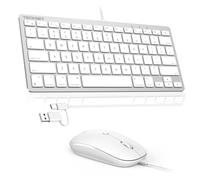 TECKNET USB Wired Keyboard and Mouse for Mac, Dual Interface(Type-C and USB A), Ergonomic Slim Keyboard Set Compatible with MacBook, iMac, Mac mini/Pro, White