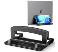 TECKNET Vertical Laptop Stand for Desk with Adjustable Laptop holder(Black) | Aluminum Macbook Stand, Space-Saving Vertical Storage, Compatible with MacBook, Laptops Up to 17.3 Inches