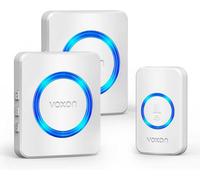 Tecknet Voxon Wireless Doorbell: 1300Ft Range, Ip65 Waterproof. 2 Receivers, Led Flash, 60 Melodies, 5 Volumes. White.