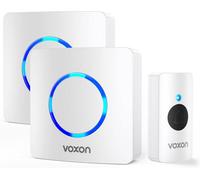 Tecknet Voxon Wireless Doorbell: 1300Ft Range, Ip65 Waterproof. Led Flash, 2 Receivers, 60 Chimes, 5 Volumes. White.