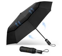 Tecknet Windproof Auto Umbrella: 10 Ribs, 104Cm Large. Foldable Compact Travel For Men & Women.