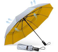 Tecknet Windproof Auto Umbrella: Strong, Compact Travel Design With 10 Ribs. Large, Wind-Resistant & Lightweight For Golf.