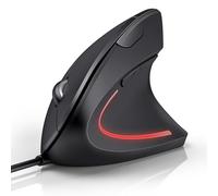 TECKNET Wired Ergonomic Mouse, 6400DPI Wired Vertical Mouse 6-Button Silent Mouse with 4 Adjustable Levels DPI, 1.5 m USB Cable Optical WiredMouse for Laptop, PC, Mac,Black