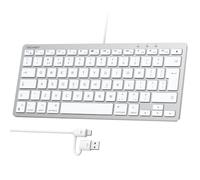 TECKNET Wired Keyboard for Mac, Mini Keyboard Dual Interface, White