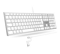 TECKNET Wired Keyboard for Mac with Number Keypad, Dual Interface(Type-C and USB A), Full Size Ergonomic Keyboard Compatible with MacBook, iMac, Mac mini/Pro, QWERTY UK, White