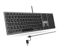 TECKNET Wired Keyboard for Mac with Number Keypad, Dual Interface(Type-C and USB A), Full Size Ergonomic Keyboard Compatible with MacBook, iMac, Mac mini/Pro, QWERTY UK, Black