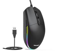 TECKNET Wired Mouse with RGB Backlit, Full Size Mouse with Side Buttons | Up to 8000 DPI, Plug and Play Silent Corded USB Computer Mouse, 7 Adjustable RGB Lighting Modes, Office and Gaming Mice