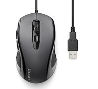 TECKNET Wired Mouse, Mice Wired Optical USB Computer Mouse With 3600 DPI Tracking, Gaming Grade Sensor, 6 Buttons, Business Office Mouse PC/Laptop, Great Mouse for Graphic Design (Grey, Medium)