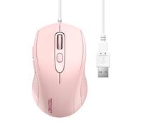 TECKNET Wired Optical USB Mouse - 3600 DPI Tracking, Gaming Grade Sensor, 6 Buttons, Business & Office PC/Laptop Mouse, Great for Graphic Design (Pink, Medium)