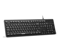 TECKNET Wired USB Keyboard, Full-Size, QWERTY UK Layout, Black