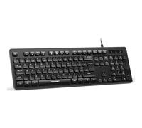 TECKNET Wired USB Keyboard, Full-Size Silent Office Keyboard with Numeric Keypad, Spill-Resistant Design, QWERTY UK Layout - Black