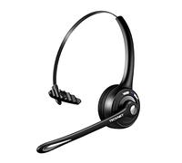 TECKNET Wireless Bluetooth Headset with Noise Cancelling Microphone, Single Ear On-Ear Headphones with Mute Button, Trucker Bluetooth Headset for Driving, Work, Office & Zoom Calls