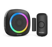 TECKNET Wireless Door and Window Open Sensor Alarm Chime, 1000Ft Operating Range 61 Chimes Adjustable Volume with Mute Mode RGB Indicators Door Open Alert-Black