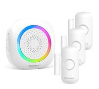TECKNET Wireless Door Open Sensor Alarm Chime, 1000ft Operating Range 60 Chimes Volume with Mute Mode Led Indicators 1 Plug-in Receiver and 3 Magnetic Door Alarm Sensor for Home Store Office-White