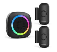 TECKNET Wireless Door Open Sensor Alarm Chime, 1000Ft Operating Range 61Chimes Volume with Mute Mode Led Indicators 1 Plug-in Receiver and 2 Magnetic Door Alarm Sensor for Home Store Office Security