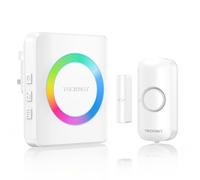 TECKNET Wireless Door Sensor Alarm 1148FT Operating Range, 61 Door Chimes, 5 Adjustable Volume with Mute Mode RGB Flash Magnetic Window and Door Alarm Sensor for Home Store Office