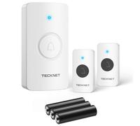 TECKNET Wireless Doorbell, 400m Doorbell Battery-Operated Cordless Door Chime Kit, IP65 Waterproof Electronic Door Bell, 60 Chimes & 5 Volume Levels, Suitable Home, Office, Hotel