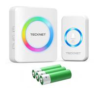 TECKNET Wireless Doorbell Battery Operated for Placement Anywhere, IP66 Waterproof Door Bells Wireless Cordless with 400m(1312ft) Range, 120dB, RGB Light, 60 Chimes, 5-Level Volume & Long-Lasting