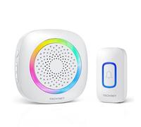 TECKNET Wireless Doorbell, Battery Powered Doorbell with RGB Light, IP66 Waterproof Portable Cordless Door Chime Kit, 400 Meter Wireless Range, 60 Chimes & 5 Level Volume with 4.5 Year Battery Life
