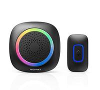 TECKNET Wireless Doorbell, Battery Powered Doorbell with RGB Light, IP66 Waterproof Portable Cordless Door Chime Kit, 400 Meter Wireless Range, 60 Chimes & 5 Level Volume with 4.5 Year Battery Life