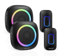 TECKNET Wireless Doorbell, Battery Powered Doorbell with RGB Light, IP66 Waterproof Portable Cordless Door Chime Kit, 1300 Feet Wireless Range, 60 Ch