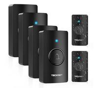 TECKNET Wireless Doorbell Battery with 2 Push Buttons & 4 Receivers, 4.5-Year Battery Life, 400M/1312 ft Long Range Door Chime Kit,IP67 Waterproof Door Bell, 60 Melodies & 5-Level Volume, LED Flash