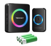 TECKNET Wireless Doorbell, Door Bell Wireless Cordless with Battery Operated, Waterproof IP66 Doorbells Chime, RGB Light Door Bells 1312ft Range, 120dB Loud 60 Chimes 5-Level Volume, Black