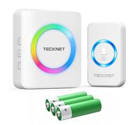 TECKNET Wireless Doorbell, Door Bell Wireless Cordless with Battery Operated, Waterproof IP66 Doorbells Chime, RGB Light Door Bells 1312ft Range, 120