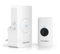 TECKNET Wireless Doorbell, Door Bells Cordless Plug in IP65 Waterproof Doorbell Battery Operated Button with up to 1300ft Range,5-Level Volume, 60 Chimes & LED Light, 4.5 Year Battery Life (White)