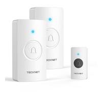 TECKNET Wireless Doorbell, Door Bells Wireless IP65 Waterproof Battery Operated Cordless Door Chime Kit up to 1300ft Long Range with 60 Melodies & 5-Level Volume, LED Flash, 4.5 Year Battery Life