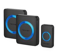 TECKNET Wireless Doorbell, Doorbell IP65 Waterproof Twin Wall Plug-in Cordless Door Chime Kit with 400m Range, 60 Chimes, 120dB Lound 5-Level Volume & Blue Light, Plug in Door Entry Bell
