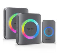 TECKNET Wireless Doorbell, Doorbell IP65 Waterproof Twin Wall Plug-in Cordless Door Chime Kit with 600m Range, 60 Chimes, 120dB Lound 5-Level Volume & RGB Light, Plug in Door Entry Bell