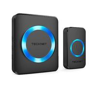 TECKNET Wireless Doorbell, IP65 Waterproof Wall Plug-in Cordless Door Chime Kit with 1300feet / 400m Range, 60 Chimes, 5-Level Volume & Blue Light, Best for Plug in Door Entry Bell