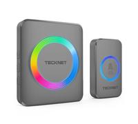 TECKNET Wireless Doorbell, IP65 Waterproof Wall Plug-in Cordless Door Chime Kit with 1970feet / 600m Range, 60 Chimes, 5-Level Volume & RGB Light, Best for Plug in Door Entry Bell
