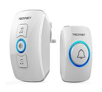 TECKNET Wireless Doorbell, IP65 Waterproof Wall Plug-in Door Bells Wireless Cordless Chime Kit at 1300-feet Range, 60 Chimes & 5 Level Volume, Battery Operated, Plug in Door Entry Bell