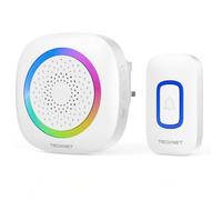 TECKNET Wireless Doorbell, IP66 Waterproof Plug in Doorbell with RGB Light, 400M/1,300 Feet Long Range Door Bells Wireless Cordless, Door Chime Kit with 60 Melodies & 5 Levels Volume (White)