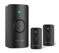 TECKNET Wireless Doorbell, IP67 Waterproof Battery-Operated Cordless Door Chime Kit with 2 Push Buttons up to 400 M Wireless Range, 60 Chimes & 5 Volume, LED Flash, 4.5 Years Battery Life