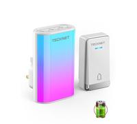 TECKNET Wireless Doorbell, No Battery Required Self-Powered Doorbell IP65 Waterproof, Wall Plug in Door Bells, Cordless Chime Kit at 1300 feet Range with 60 Chimes, 5 Level Volume and RGB Light