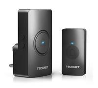 TECKNET Wireless Doorbell, Plug in Door Bells Cordless IP65 Waterproof Door Chime Battery Operated Button up to 400M Range, 60 Chimes, LED Light, 4.5 Year Battery Life (Black)