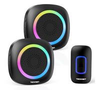 TECKNET Wireless Doorbell with 2 Portable Receiver, RGB Light Door Bell Battery Powered IP66 Waterproof Door Chime Kit, 1300ft Wireless Range, 60 Chimes & 5 Level Volume, Using Time up to 4.5 Years