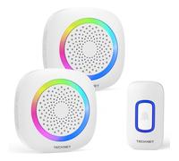 TECKNET Wireless Doorbell with 2 Portable Receiver, RGB Light Door Bell Battery Powered IP66 Waterproof Door Chime Kit, 1300ft Wireless Range, 60 Chimes & 5 Level Volume, Using Time up to 4.5 Years