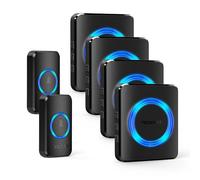 TECKNET Wireless Doorbell with 2 Push Buttons & 4 Receivers, 400M/1300ft Long Range Door Chime Kit, IP65 Waterproof Door Bells, 60 Chimes, 5 Volume Levels, Memory Function, for Home, School, Office