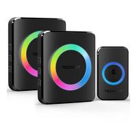 TECKNET Wireless Doorbell, Doorbell IP65 Waterproof Twin Wall Plug-in Cordless Door Chime Kit with 400m Range, 60 Chimes, 120dB Lound 5-Level Volume & RGB Light, Plug in Door Entry Bell